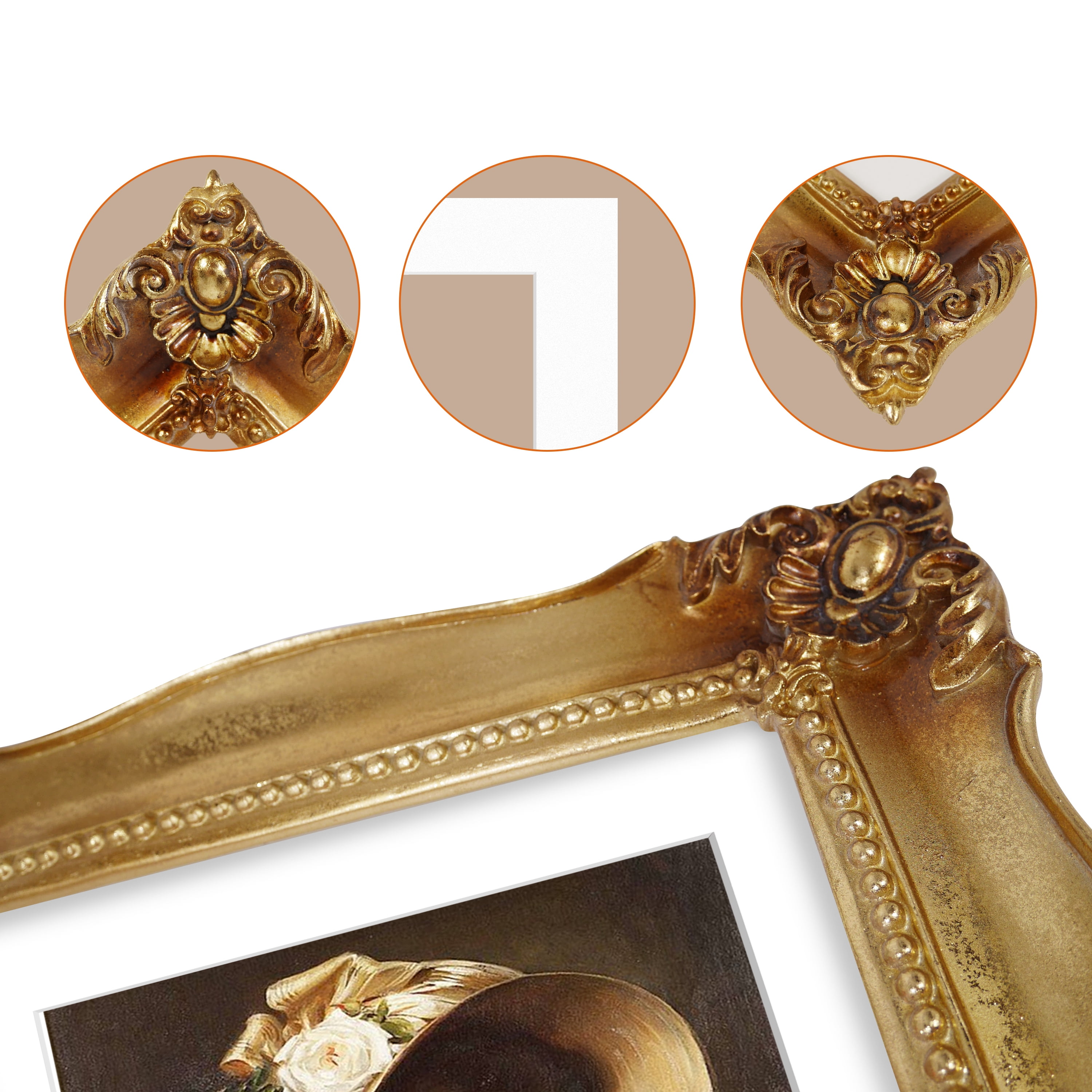 SIMON'S SHOP 11x14 Picture Frame Matted to 8x10, Vintage 11x14 Photo Frame with Mat, Gold Gallery Wall Poster Frames