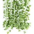 thumbnail image 1 of Guirnalda de hiedra artificial adaptable al clima: paquete de 12 plantas colgantes de 84 pies para decoración del hogar, bodas, oficina, hojas de tela, tallos de plástico, realistas y reutilizables, 1 of 8
