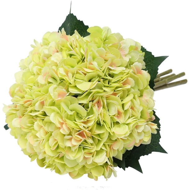 5 hortensias artificiales, ramo de hortensias, adecuado para bodas, hogar, hoteles, decoración de fiestas, arreglos florales (verde)