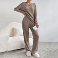 thumbnail image 4 of Bmisegm Women Autumn and Winter Fashion Temperament Loose Casual Wide Leg Pants Knitted Solid Color Sweater Two Piece Suit Set Matching Sets Women Clothing Khaki M, 4 of 7