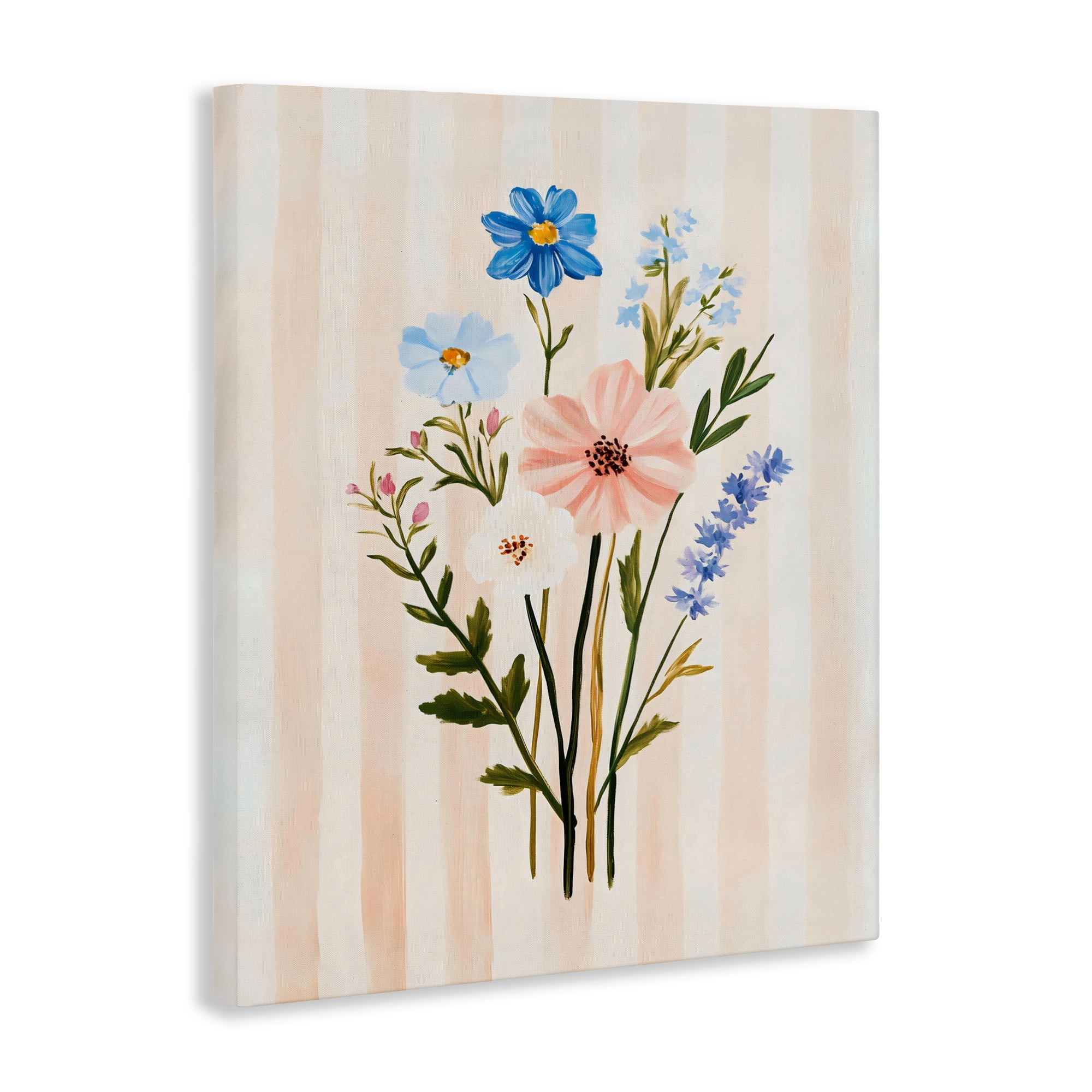 Stupell Industries Cream Stripe Florals Canvas Wall Art, design by The Prints Vibe