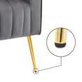 thumbnail image 7 of Velvet Accent Chair, Curved Tufted Armchair with Gold Metal Legs, Upholstered Single Sofa for Living Room Bedroom Nursery, Gray, 7 of 7