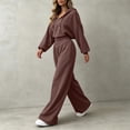 thumbnail image 5 of Zynoxe Womens Sweatsuits 2 Piece Set Comfort Drawstring Hooded Sweatshirt & Elastic High Waist Wide Leg Pants Suit Versatile Casual Track Suits Fashion Solid Color Suit Set with Pockets L, 5 of 10