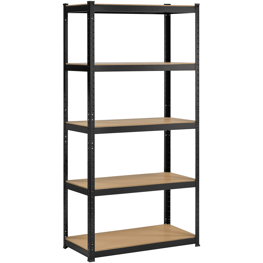 Fullfurnique 71″ Height Adjustable 5 Tier Steel Storage Shelves, Black