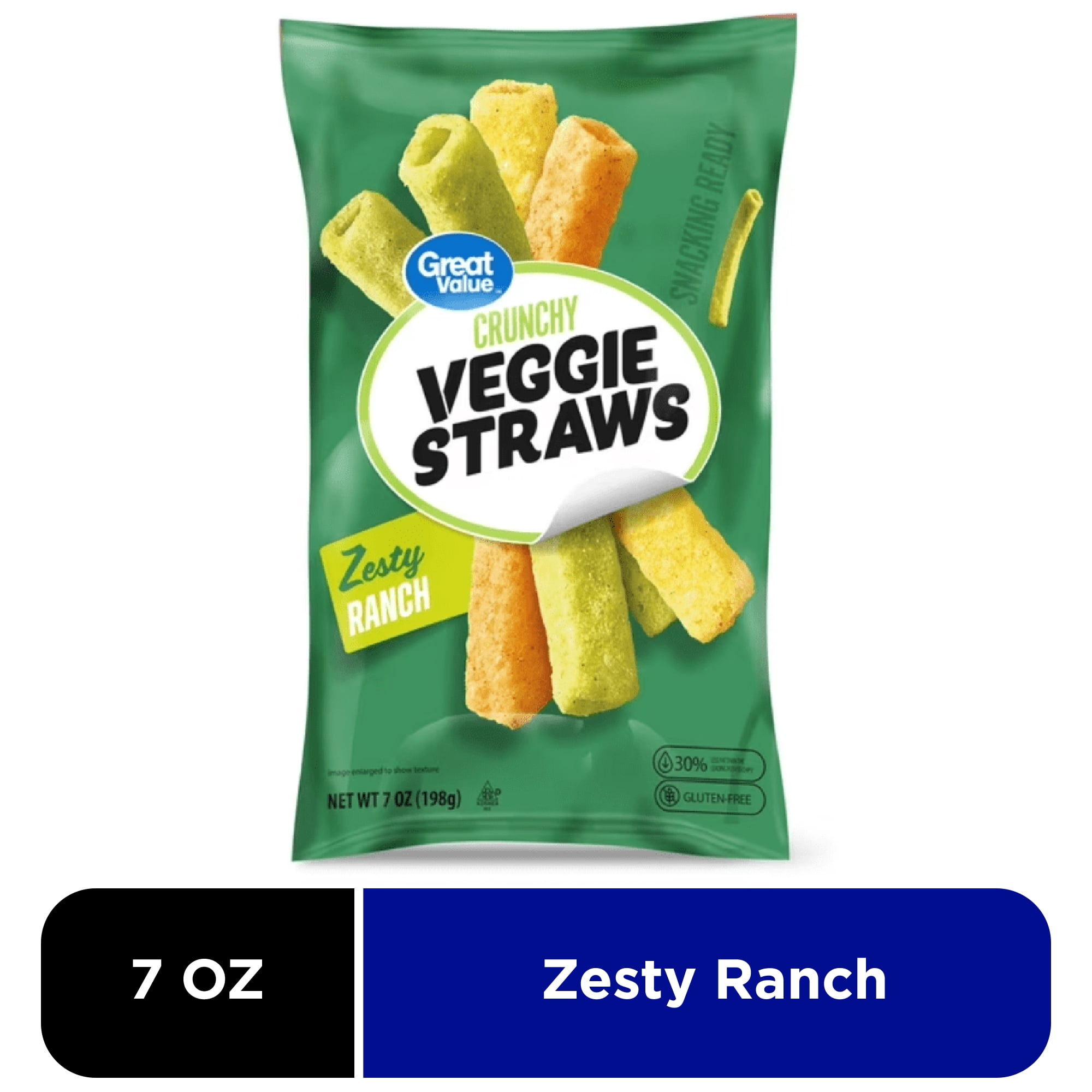 (4 pack) Great Value Zesty Ranch Flavored Veggie Straws, 7 oz