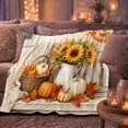 thumbnail image 6 of Autumn Harvest Pumpkin Sunflower Farmhouse Scene, Cozy Festive Scene, Warm Flannel Blanket for Ranch House and Living Room, Animal Lovers Thanksgiving Gift, Festive Home Decor, 6 of 9