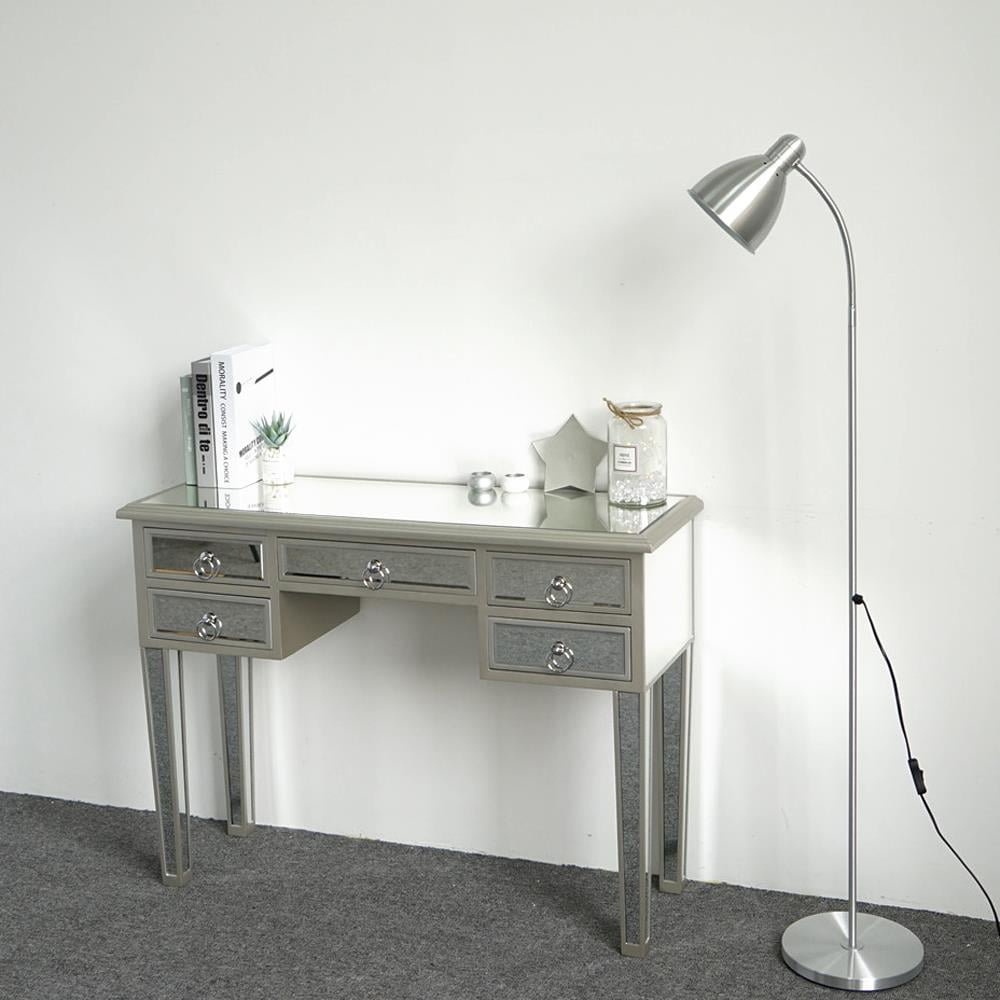 Zimtown Mirrored 5 Drawer Vanity MakeUp Desk Console Dressing Silver