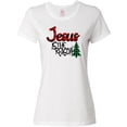 thumbnail image 3 of Inktastic Christmas Jesus is the Reason with Green Plaid Tree Women's T-Shirt, 3 of 5