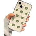 thumbnail image 7 of Cute Green Love Heart Happy Soft Phone Case Compatible with iPhone Case (Gray,iPhone 14 Pro Max), 7 of 7