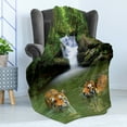thumbnail image 4 of Safari Soft Flannel Fleece Throw Blanket, Siberian Tigers in Water Waterfall Pool Woodland Swimming Natural, Cozy Plush for Indoor and Outdoor Use, 60" x 80", Reseda Green Orange, by Ambesonne, 4 of 5