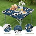 thumbnail image 4 of Blue Soccer Balls Pattern Square Fitted Tablecloth with Elastic Edge,Square Table Cover,Washable Elastic Table Cover for Home Kitchen Party Decor 36"x36", 4 of 6