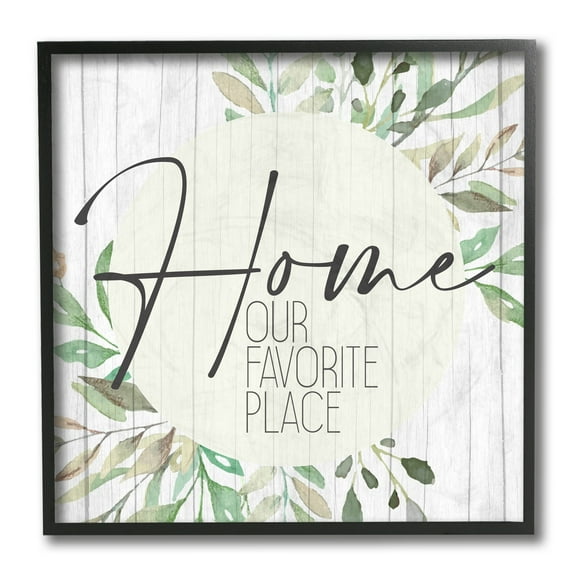 Stupell Industries Our Favorite Place Phrase Graceful Green Leaves Black Framed by Kim Allen