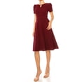 thumbnail image 3 of Moa Collection Women's A-Line Dress Puff Sleeves and Keyhole Front Casual Chic with Side Pock, 3 of 6