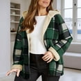 thumbnail image 2 of Fall Jackets For Women Fleece Lined Plaid Shacket Fashion Long Sleeve Zipper Flannel Hooded Lightweight Jacket, 2 of 6
