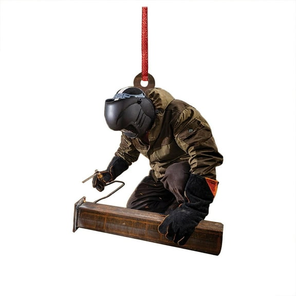 Personalized Welder Christmas Ornament - Double-Sided Customizable Hanging Decoration for Car Mirror and Festival Tree Display - A