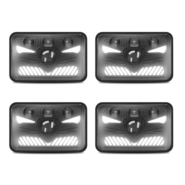 Faros de automóviles Faros delanteros LED 4x6 Faros delanteros LED cuadrados de 5 pulgadas 1 par con luces de circulación diurna Luz de señal de giro Luz alta/baja 4 modos luminosos Enchufe H4 (paqu