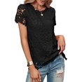 thumbnail image 4 of Women's Black Lace Overlay Short Sleeve Top, 4 of 4