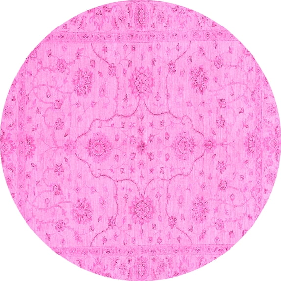 Ahgly Company Indoor Round Oriental Pink Traditional Area Rugs, 4' Round