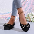 thumbnail image 4 of BRGZLK Women's Flat Shoes Solid Color Versatile Round Toe Bowknot Suede Casual Comfortable Slip On Shoes Lightweight Breathable Walking Flats for Daily Wear Black 5.5, 4 of 9