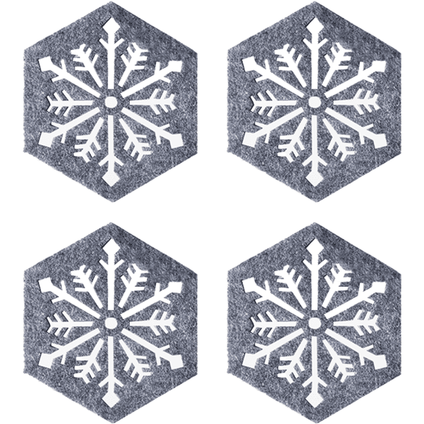 Posavasos de fieltro de copo de nieve de árbol de Navidad de 4 piezas (gris claro) MFZFUKR CPB-DE-LYY1272-6