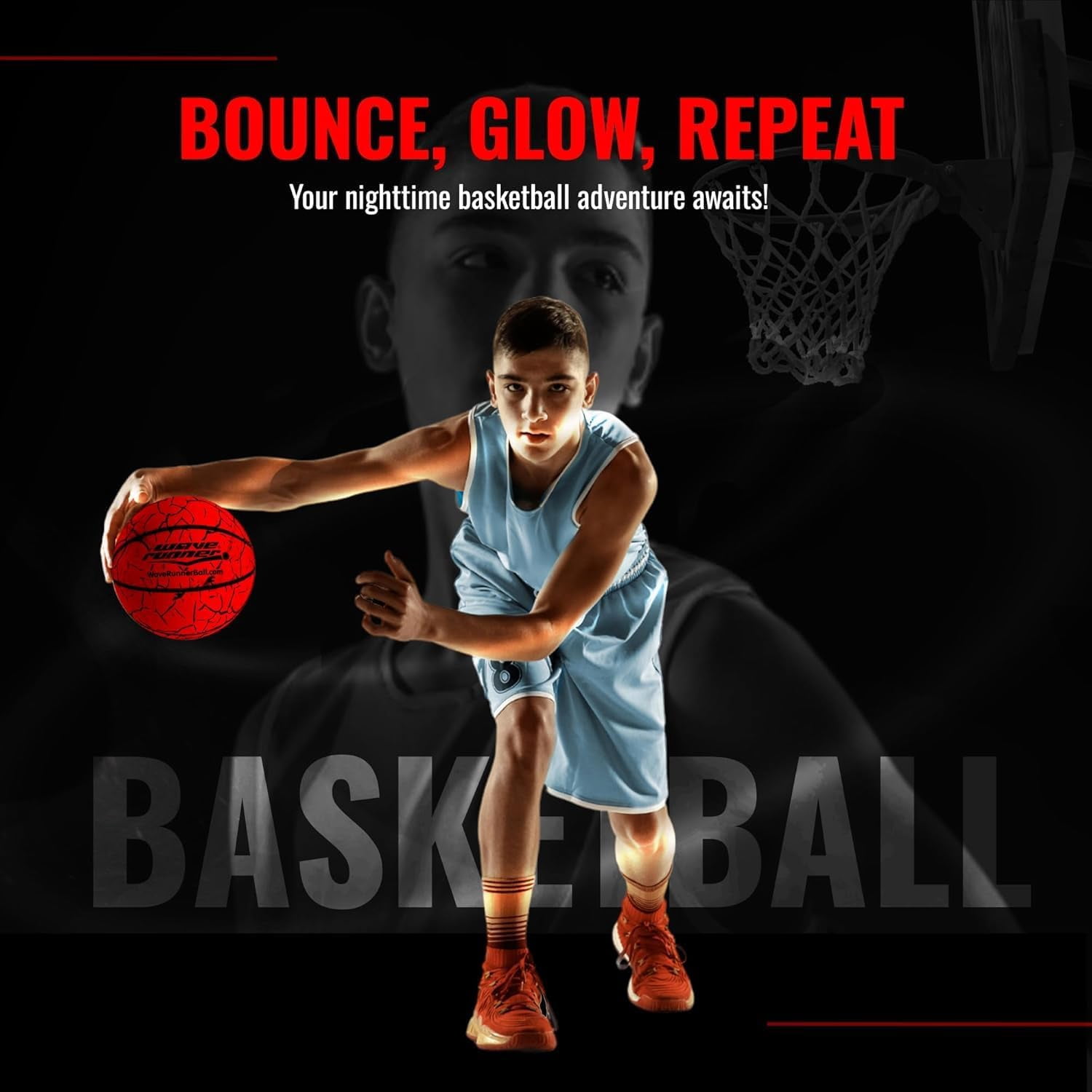 Light Up LED Basketball, Glow in the Dark with Pump and Batteries Included, Cool Sports Gift for Boys Ages 8-15