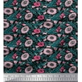 thumbnail image 1 of Soimoi Polyester Crepe Fabric Leaves & Floral Block Fabric Prints by Yard 52 Inch Wide, 1 of 3
