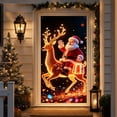 thumbnail image 4 of Glow in the Dark Christmas Door Curtain, Printed Santa and Reindeer Door Cover with Hanging Cord, Holiday Party Decoration, 70.9 by 35.4 Inches, 4 of 6