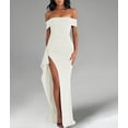 thumbnail image 5 of Off the Shoulder Wedding Guest Dress Bodycon High Split Formal Dress Cocktail Party Prom Long Dresses White S, 5 of 9