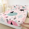 thumbnail image 4 of Homewish Christmas Tree Child Twin Sheet Sets, Chic Stripes Abstract Twin Fitted Sheet, Kawaii Pink Cartoon Flat Sheet, Ultra Soft Bedroom Decor, 3pcs, 4 of 8
