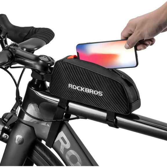 ROCKBROS Top Tube Bike Bag Bicycle Front Frame Bag Bike Accessories Pouch Compatible with iPhone 15/14/13/12 Pro Galaxy S22/S21