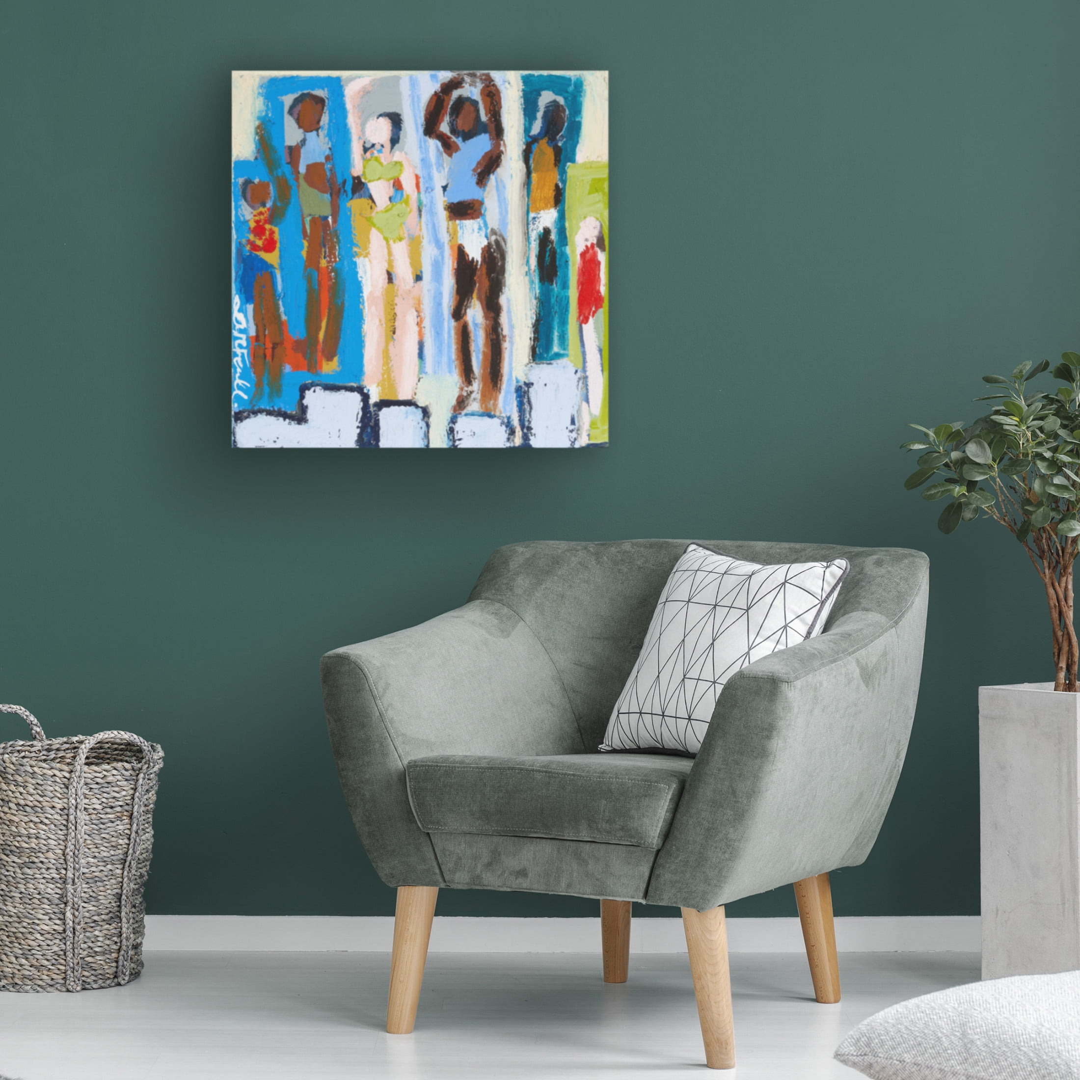 Canvas Wall Art - Erin McGee Ferrell 'Beach Sunbathers VI' Wall Art for Living Room, Bedroom, or Office Décor by Trademark Fine Art - 14 x 14 Inches