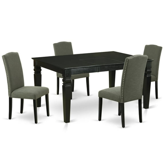 East West Furniture Dining Room Set Black, WEEN5-BLK-20