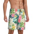 thumbnail image 2 of Gaeub Tropical Flowers Printed Men's Short Pajama Pants, Lightweight Lounge & Sleep Bottoms Keep You Cool - 4X-Large, 2 of 9