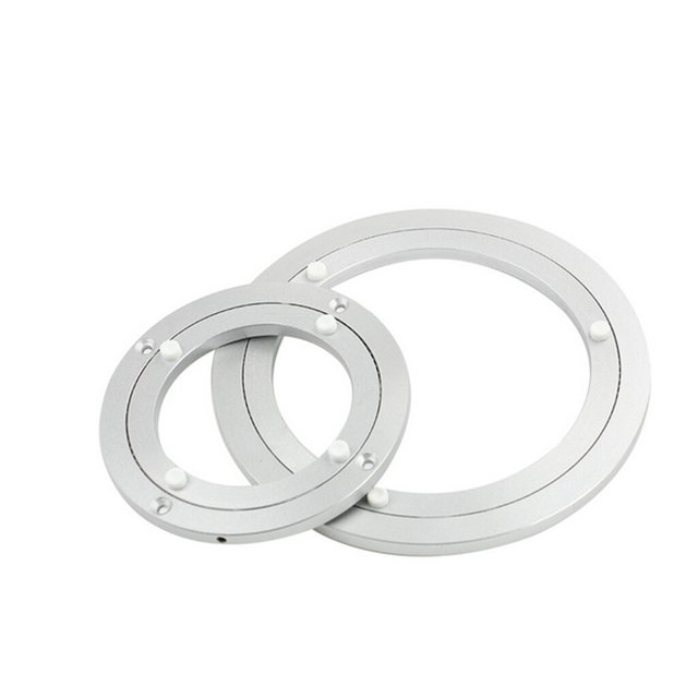 pitrice Aluminum Alloy Round Rotating Turntable for TV Monitor Stand Bearing Table Silver Table for TV Monitor White 10 inch