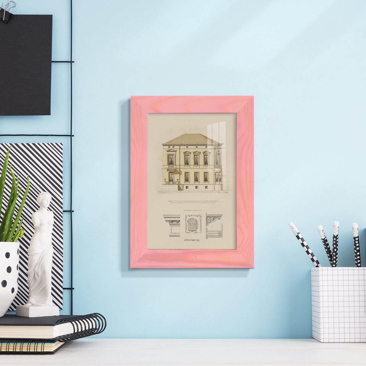 Estate and Plan VI -Framed Print w/glass-Sunset Pink