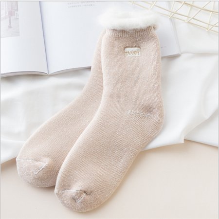 

5Pairs Women s Thermal Knitted Socks Gifts for Winter Khaki