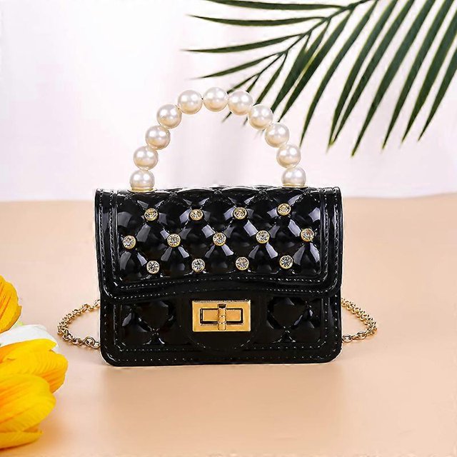 Bolso de mano Jelly para mujer, bolso portátil con perlas diagonales