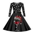 thumbnail image 4 of XEGLSBU Christmas Dresses for Girls 10/12 Style Girls Print Party Dress with Lace up Front Long Sleeves and Back Elastic Zipper for Holiday Festive Pageant Gown b-Black Size 7-8 Years, 4 of 4