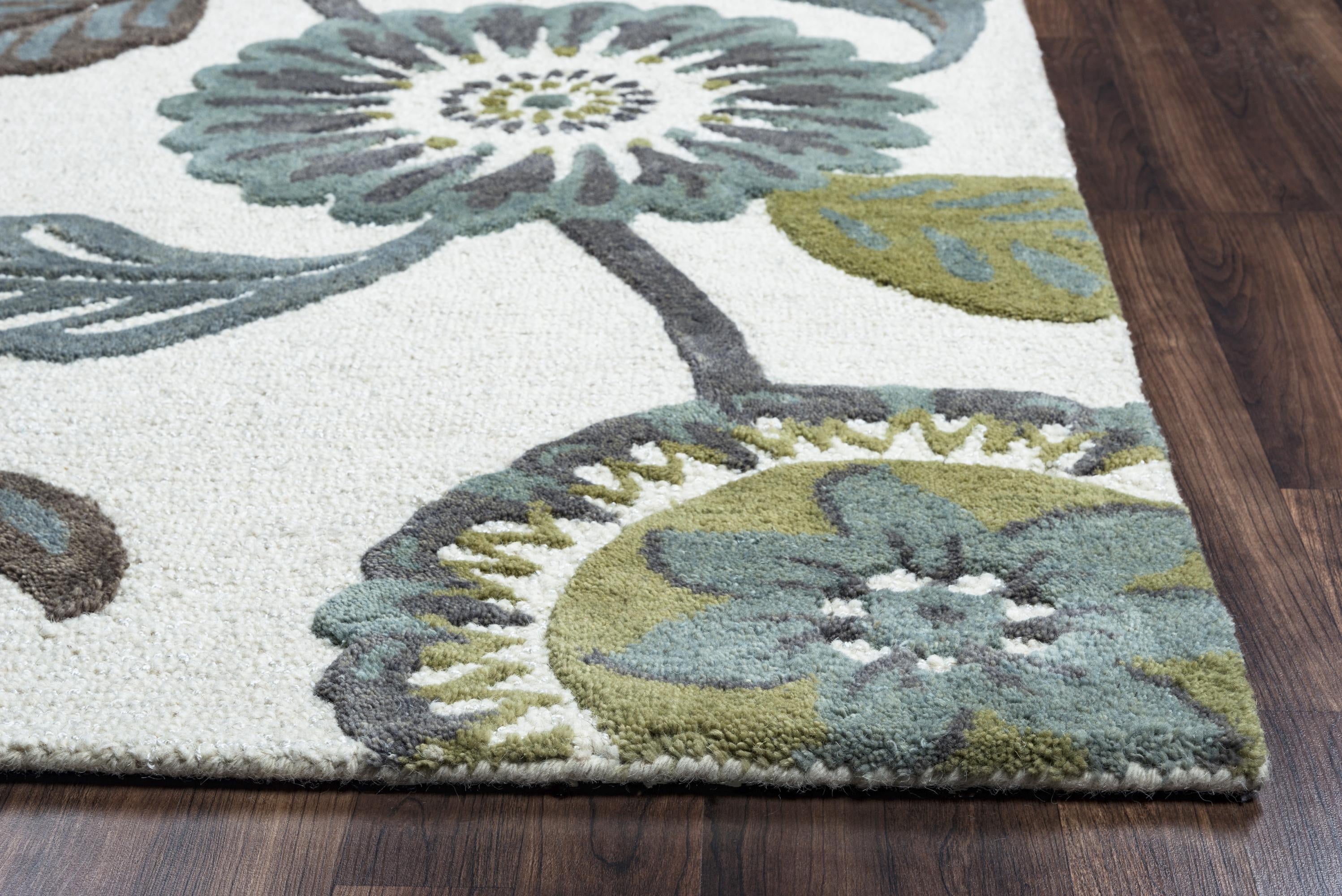 Rizzy Rugs Eden Harbor Area Rug EH8642 Sage/Blue--Teal Petals Leaves 10' x 14' Rectangle