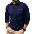 thumbnail image 2 of Ceisia Men's Slim Fit Long Sleeve Turndown Collar Shirt with Contrast Trim and Chest Pocket Navy M Gifts, 2 of 8