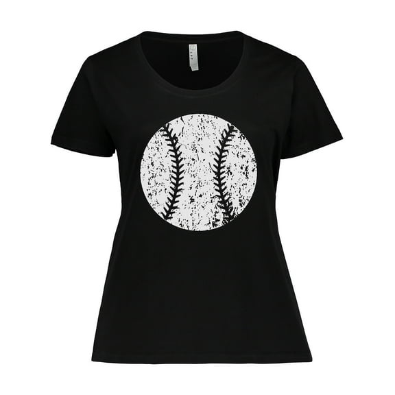 Inktastic Distressed Baseball in White Women's Plus Size T-Shirt