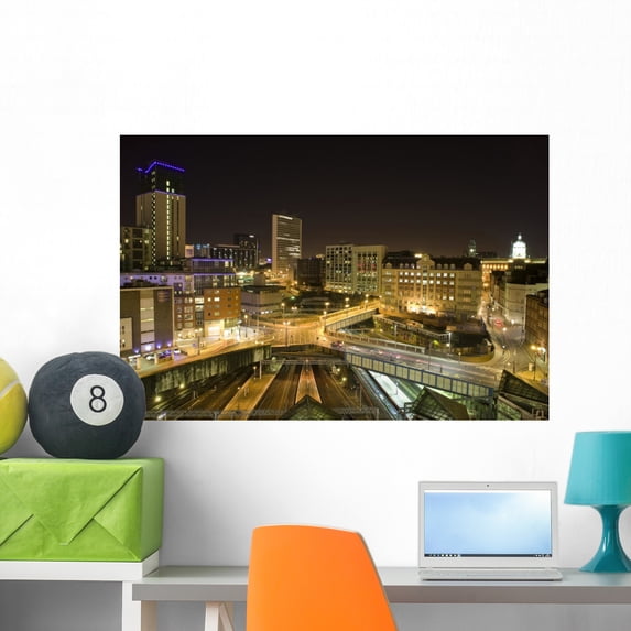 Birmingham Cityscape Wall Mural by Wallmonkeys Peel and Stick Graphic (36 in W x 24 in H) WM321951