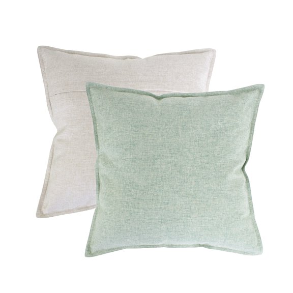 Fennco Styles Contemporary Neutral Solid Textured Reversible Two-Tone Decorative Throw Pillow Cases 18 x 18 Inch, Set of 2 - Sage Green Throw Pillow Cover