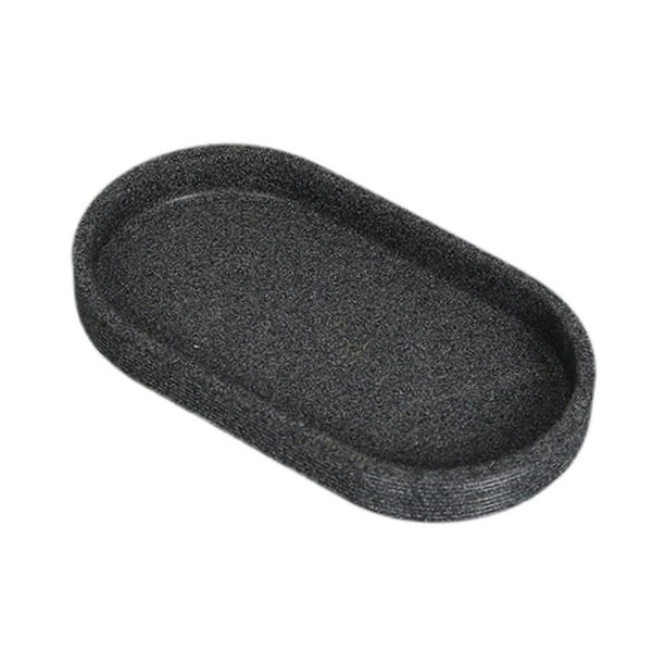 Bandeja de dispensador de jabón 7.8x3.9 pulgadas Sleek Forma ovalada bandeja de tocador versátil para cepillos de maquillaje accesorio decorativo Gris oscuro