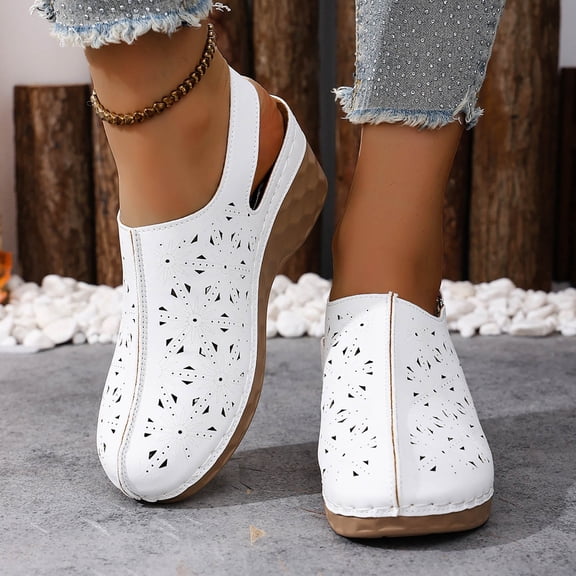 Womens Sandals Comfortable Wedge Closed Toe Slip-on Leisure Hollow Slides Shoes for Spring Summer Casual Daily Holiday Beach