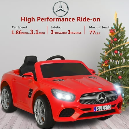 Uenjoy 12V Licensed Mercedes-Benz SL500 Kids Ride On Car Electric Cars Motorized Vehicles for Girls, with Remote Control, Music, Horn, Spring Suspension, Safety Lock