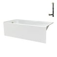 thumbnail image 4 of Streamline NAL-5600-PBR 66 in. x 32 in. Acrylic Left-Hand Drain Alcove Bathtub in Glossy White With External Drain in Polished Brass, 4 of 10