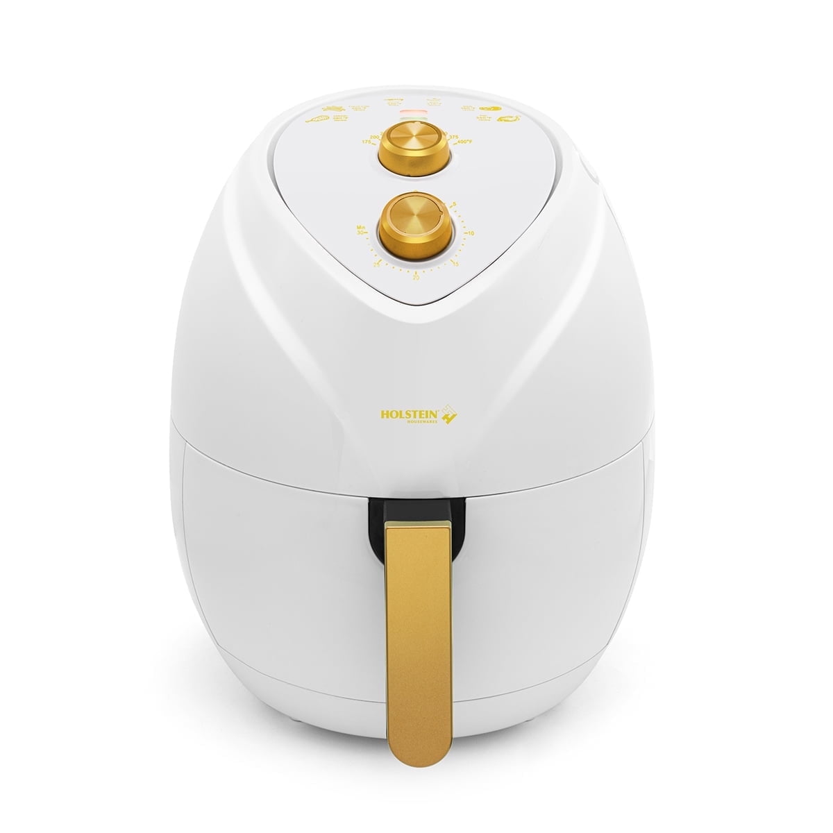 (2 pack) Holstein Housewares 4.8QT Air Fryer - Convenient and User Friendly with Optimal Cooking Functions to Fry, Bake, Grill and Roast, White and Gold