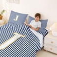 thumbnail image 3 of Erosebridal Fashion Letter J Bed Sheets for Kid, Blue Cartoon Line King Sheets, 4-Piece, 3 of 5