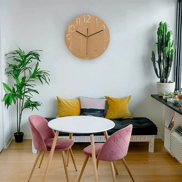 Reloj de pared alimentado por bateria con tictac silencioso estilo pastoral casa de campo redonda de madera Vhermosa Cuadros y Relojes de Pared Walmart en linea